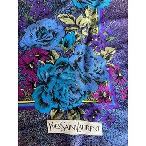 Vintage Yves Saint Laurent Silk Foulards Floral Scarf Hand Rolled Edges 22”